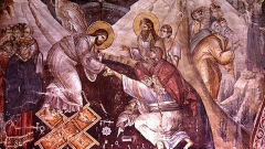 Η Ανάσταστη του Χριστού και η εμφάνισή Του στους αποστόλους, τοιχογραφία από το 1290 του ζωγράφου Μανουήλ Πανσέληνου στο ναό του Πρωτάτου στο Άγιο Όρος